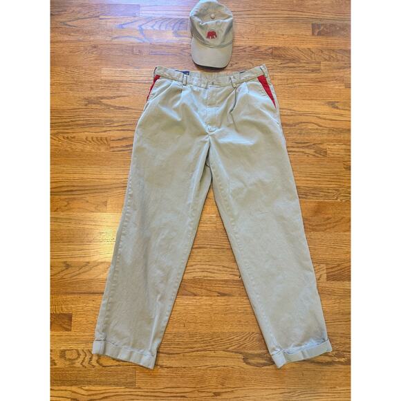 Alabama All American Khakis Mens 36 Pants Matching Hat Bama Elephant Preppy VTG - Picture 1 of 16